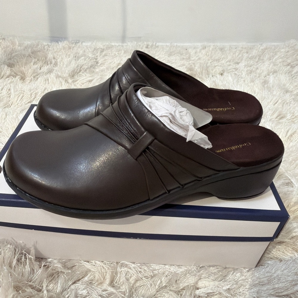 Croft &Barrow Clogs Shoes Women's Size 9.5 Chocolate Brown Slip On Leather